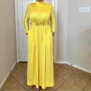 Vintage Lillie Rubin belted yellow dress